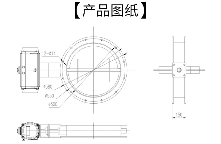 5MM氣動高溫風閥尺寸圖